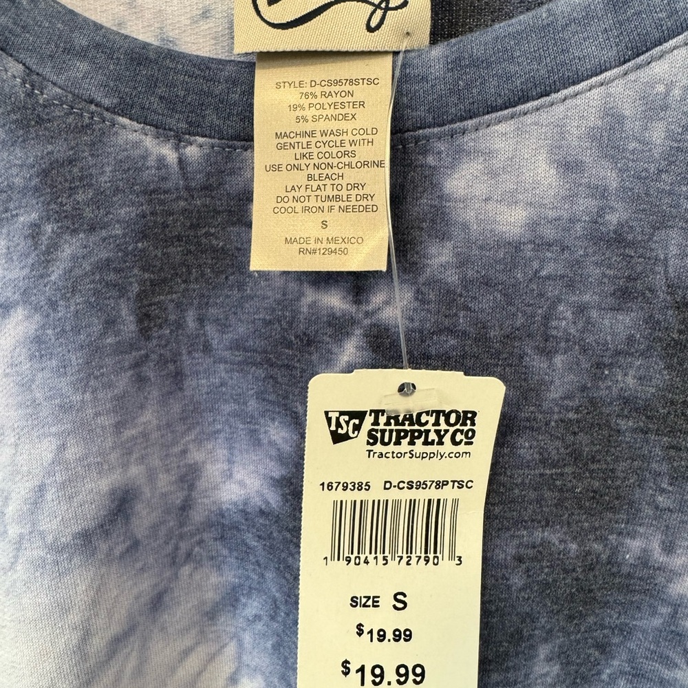Como Vintage blue tie-dye rolled sleeve top - Picture 3 of 3